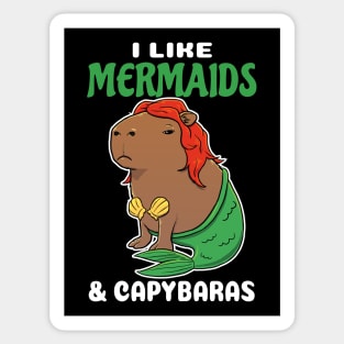 I Like Mermaids and Capybaras Cartoon Sticker